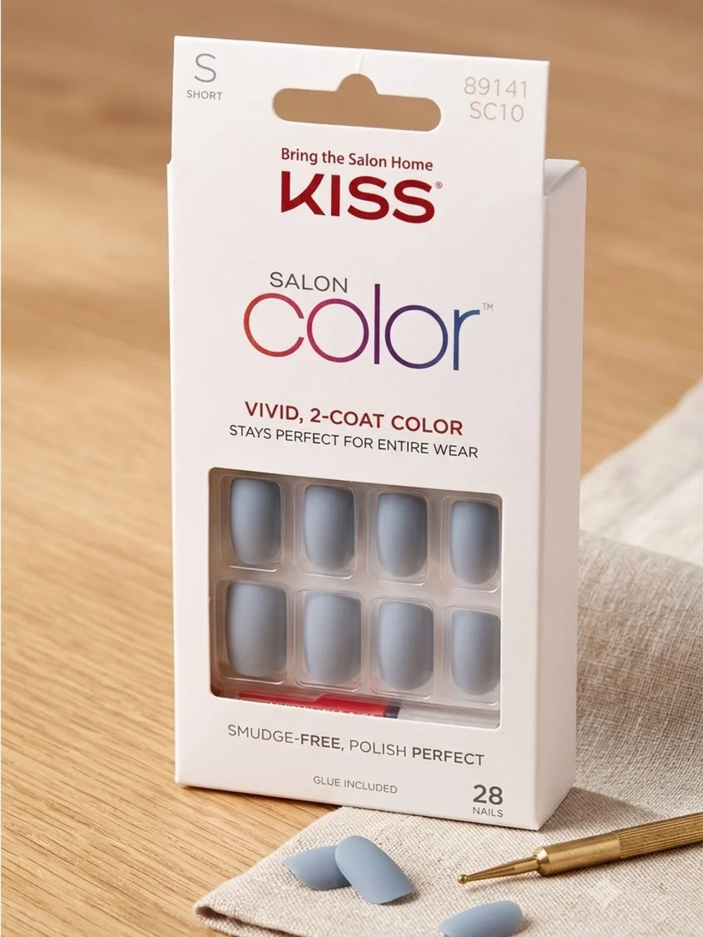 Kiss Salon Color Press-On Nails in Pale Blue